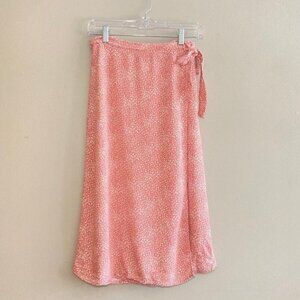 Urban Romantics Midi Floral Boho Wrap Skirt Womens M Pink 100% Rayon Cottagecore